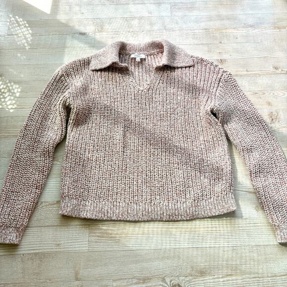 Haven Well Within Marled Knit Polo Sweater | Dusty Pink Size Small - Picture 1 of 6